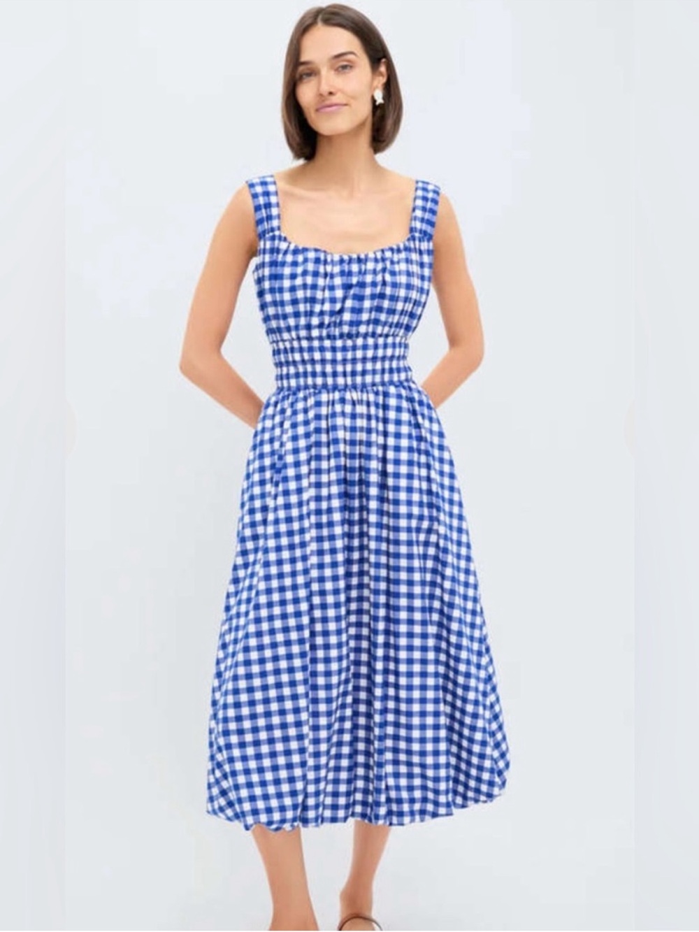 NWT Sea NY Neci Gingham 100% Cotton Tank Dress Navy XL Coastal Nautical Preppy